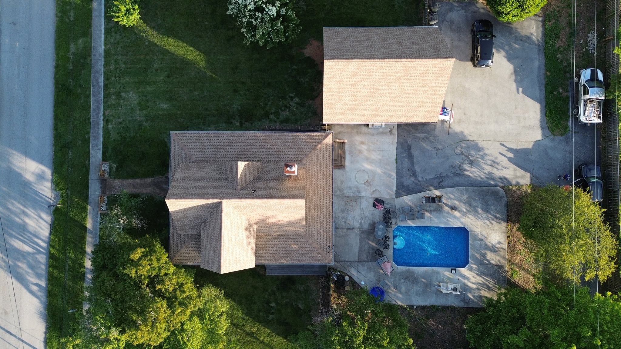 A house in construction with a grey roof